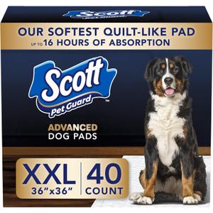 Scott Pet Guard Advanced Dog Pee Pads - Extra Large Absorbency & Odor Control - Softest Quilted Pads - XXL - 36" x 36" - 40 Pack