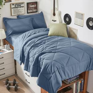 5-Piece Twin XL Comforter Set, Dusty Blue Bed in a Bag