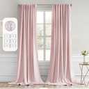 MIULEE Baby Pink Back Tab Blackout Curtains 108 Inch Long 2 Panels Set for Living Room Bedroom Privacy, Rod Pocket/Pinch Pleated Extra Long Thermal Insulated Room Darkening Light Blocking Drapes