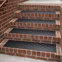 Ottomanson Outdoor Rubber Stair Treads Ribbed Heavy-Duty Non-Slip Stair Mats Best Grip on Concrete, Brick & Textured Step Fastening Recommended for Wooden & RV Steps, Pack of 5, 10" x 2'6"