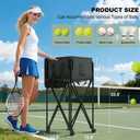 Tennis Ball Hopper for 120 BallsTennis Ball Basket with Removable Storage BagWheeled Tennis Ball Cart for Serve Training Portable Pickleball Baseball Hopper Basket, 13 x 13 x 10 inches