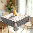 Happy Easter Tablecloth Square 54x54 Inch Easter Eggs Bunny Carrots Table Cloth,Stain Resistance Polyester Spring Rabbits Brown Table Covers for Kitchen Dining,Small Tablecloths for Party Picnic