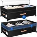 Under Bed Storage with Wheels, 72L XXL Under the Bed Storage Containers Large, 10 Tall Adjustable Storage for Underbed with Lids, Rolling for Shoes, Clothes, Blankets, Black