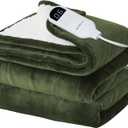 Bedsure Electric Blanket Full Size - Soft Flannel Heated Blanket Full, Fast Heating with 6 Time Settings (Up to 10H) & 6 Heat Settings, Warm Gift for Grandma (72x84 inches, Olive Green)