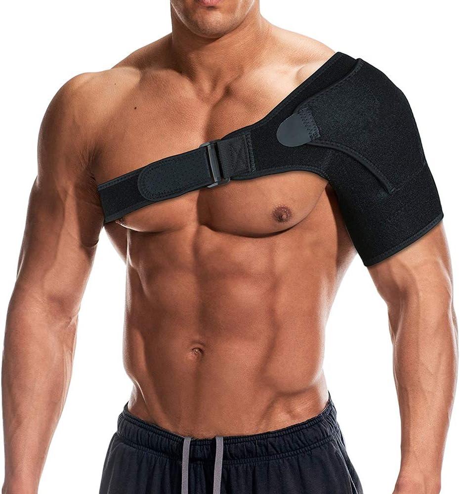 Shoulder Support Brace with Pressure Pad for Men Women, Adjustable Shoulder Brace for Torn Rotator Cuff, Tendonitis, Dislocation, AC Joint, Bursitis, Labrum Tear, Pain, Fits Right or Left Shoulder
