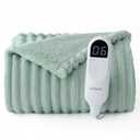 Bedsure Heated Blanket Throw Blanket  Fast Heating Electric Blanket, Soft Flannel Heated Throw with 4 Time Settings, 6 Heating Settings, Warm Gifts for Women Men (50x60 inches, Sage Green)