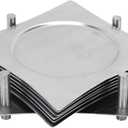 Zap Impex Square Coaster Set of 6 with Holder Made of Stainless Steel Stainless Steel Saucer to prevent Stains and Scratches by Juice, Glasses, Bar, Drinks Cups, Coffee Cups
