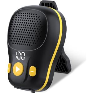 Wearable Bluetooth Speaker, Clip-on Wireless Portable Speakers, IP56 Waterproof Clip Speaker Up to 18 Hours Battery Life, Built-in Mic for Hands-Free Music/Calls, Work/Outdoor, Black and Yellow