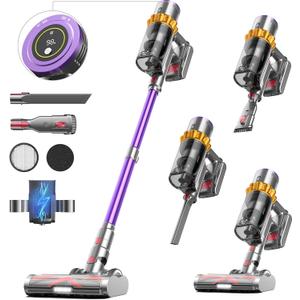 Cordless Vacuum Cleaner, 550W/45Kpa/70Mins Vacuum Cleaners for Home, Stick Vacuum Cordless with Low Noise, LED Screen, Wall Mount Charging,1.6L Dust Cup, Rechargeable Vacuum Pet Hair/Carpet/Hardfloor