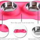 Hubulk Pet Dog Bowls 2 Stainless Steel Dog Bowl with No Spill Non-Skid Silicone Mat + Pet Food Scoop Water and Food Feeder Bowls for Feeding Small Medium Large Dogs Cats Puppies (S, Pink)