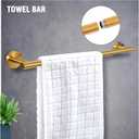 5-Piece Towel Racks for Bathroom, Stainless Steel Bathroom Accessories Set, Bathroom Towel Holder Wall Mounted, Sturdy Bath Towel Bar Set Bathroom Hardware Set (Brushed Gold, 2 Pillar Paper Holder)