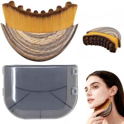 Lymphatic Contour Face Brush, Manual Lymphatic Drainage Massager, Natural Makeup Brushes with Durable Soft Bristles, Hypoallergenic Ergonomic Facial Cleansing Brush for Sculpting