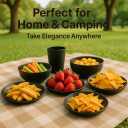 40-Piece Unbreakable Plastic Kitchen Dinnerware Set  Service for 8 | Modern Reusable Dish Set for Home, Outdoor Camping | Microwave & Dishwasher Safe, BPA-Free, Eco-Friendly