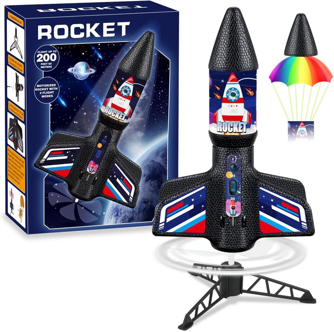 Aitey Rocket Launcher for Kids Gifts - Model Rocket Toys for Boys Age 8-12 Self Launching Rockets with Parachute Safely Land Up to 200 FT Christmas Birthday Gift