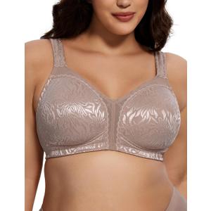 Deyllo Women's Full Coverage Plus Size Comfort Minimizer Bra Wirefree Non Padded Coffee 38B