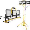30000 Lumen Work Lights with Stand, 3 Adjustable Head LED Work Light, with Adjustable and Foldable Tripod Stand, Waterproof Lamp with 6500 Kelvin Color Temperature (30000 LM)