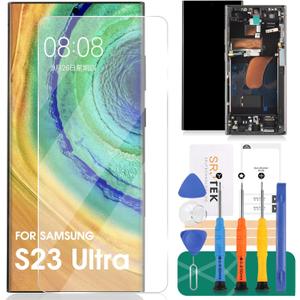 OLED for Samsung S23 Ultra LCD Digitizer Replacement for Samsung S23 Ultra 5g Display Screen for Samsung SM-S918 Touch Screen Repair Kits with Frame Black (with Fingerprint Function)