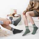 SISOSOCK Quarter Crew Cotton Socks for Women Striped Athletic Casual Breathable Socks 6 Pairs with Gifts Box