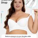 JishinGal Womens Push Up Bra Full Coverage Seamless Underwire Hide Back Fat, Wide Straps, Smooth Uplift T-Shirt Bra (White)