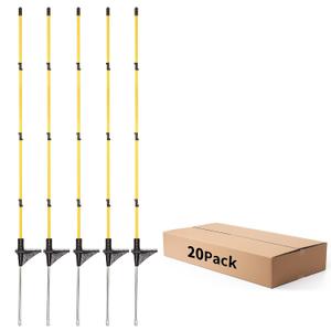 46 Inches Electric Fence Posts with Adjustable Clips, 20PCS Fiberglass Step in Posts with Metal Spikes, Fence Post for Patio, Garden, Lawn