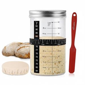 40oz/1200ml Sourdough Starter Kit  Extra Thermometer Strips and Breathable Covers Included in Sourdough Starter Jar  A Perfect Sourdough Bread Starter Kit for Beginners to Expert