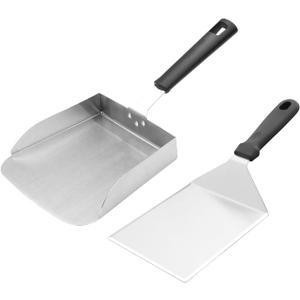Generic Large Griddle Scoop and Wide Smash Burger Spatula. Stainless Steel Griddle Food Mover. BBQ Grill Food Shovel for Fried Food, Stir Fry, Hibachi Tools, Silver