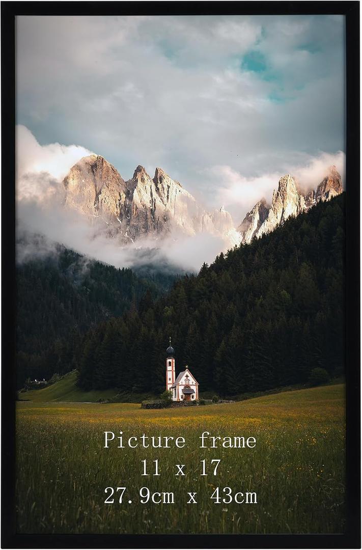 Giftgarden 11x17 Picture Frame Black, 11 by 17 Thin Poster Photo Frame for Wall Display, Single