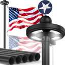 Heavy Duty Flag Pole Kit with 128 LED Solar Light, 20FT 12 Gauge Hardware Flagpole for Outside House in Ground, 3x5 USA Flag for Residential Commercial Outdoor, Extra Thick Flag Poles, Black