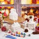 Watersay 6 Set Christmas Ceramics to Paint Express Train Ceramics Xmas Craft with Palette and Brushes Snowman Baker Gingerbread Man Party Favors Table Decoration Gifts