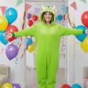 XXLOG Adult Onesie Halloween Costume Unisex Animal Pajamas Cosplay One Piece Sleepwear for Women and Men (Green, S)