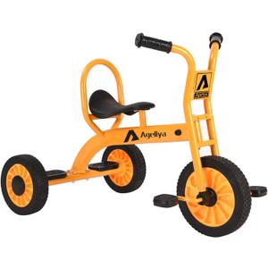 Ageliya Preschool Tricycles for 3-5 Year Olds, Metal Steel, Rubber Wheels, Yellow