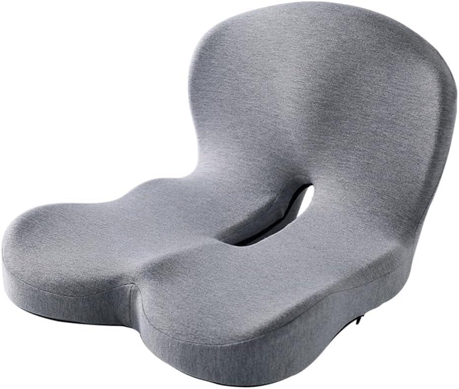Orthopedic Memory Foam Car Seat Cushion for Sciatica & Back Pain Relief - Ergonomic Non-Slip Office Chair Cushion & Car Cushions for Long Driving with Lumbar Support, Universal Fit (Grey), Large