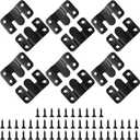12PCS 2.09 x 1.18 inch Black Flush Mount Bracket Stainless Steel Interlock Hanging Buckle Z Clips Headboard Wall Mounting Brackets French Cleat Picture Hanger Heavy Duty with 48PCS Screws