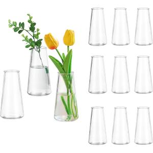 Glasseam Clear Flower Vases for Centerpieces: Modern Glass Vase Set of 12 for Wedding Party Centerpiece Home Table Decor 5.5In Small Bud Vases for Flowers Rose Tulip Stems
