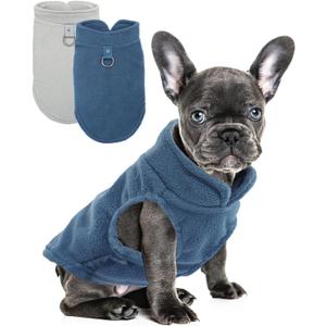 2 Pack Dog Sweater with Leash Ring Winter Warm Pet Sweater Thick Clothes Coat Fleece Dog Sweaters for Small Dogs Girl Boy for Chihuahua, French Bulldog, DachshundSmall (Small(4-6lbs), Cyan Blue, Grey)