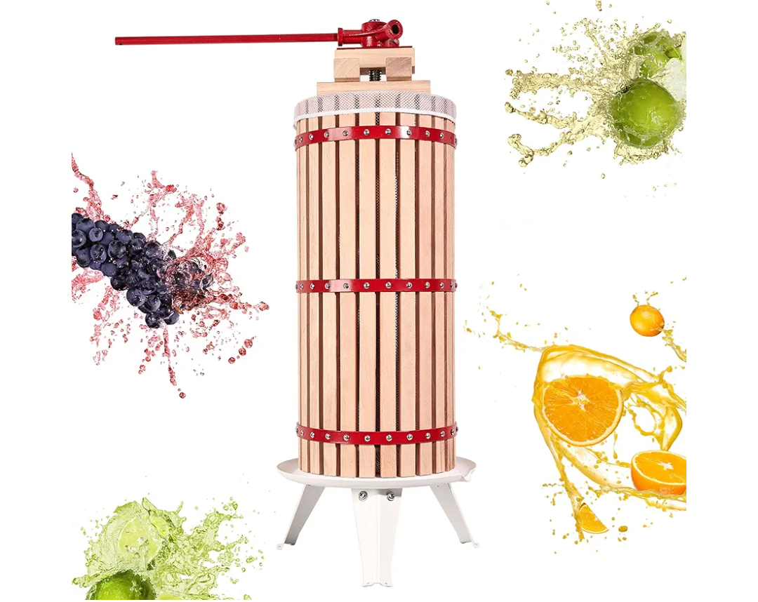 YUDA Upgraded 7.9 Gallon (30L) Manual Fruit Wine Press with 12 Blocks 100% Nature Oak, Cider Apple Grape Berries Crusher Juice Maker