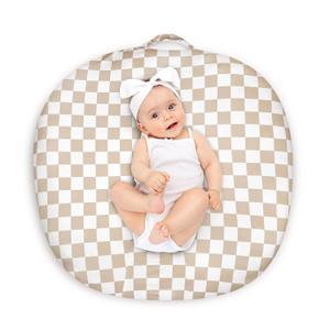 DILIMI Newborn Lounger Cover Removable Cover Ultra Soft Comfortable Lounger Slipcover Removable Cover for Infant Lounger Pillow, Light Brown Checkerboard (Lounger Pillow Not Included)