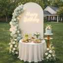 Round Top Arch Backdrop Cover - 7.2FT Spandex Arch Stand Cover for Bridal, Birthday, Wedding, Baby Shower & Banquet Photo Arches Decoration, Cream