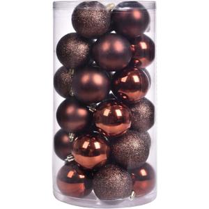 30ct Christmas Ball Ornaments, 3.15" Shatterproof Halloween Tree Decorations, Perfect Hanging Ball for Indoor/Outdoor Holiday Party Decor (Brown)