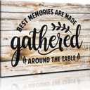 Large Kitchen Wall Art Gather Signs for Home Decor Farmhouse Gather Sign Dining Room Pictures Rustic Family Canvas Prints Inspirational Sayings Quotes Poster Wood Grain Artwork Decorations 24x36"