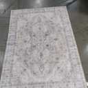 4x6 Area Rug, Soft Non-Slip Vintage Medallion Rug, Low-Pile Printed Indoor Washable Area Rugs for Living Room, Bedroom Bedside, Entryway, Kitchen -Light Blush/Cream