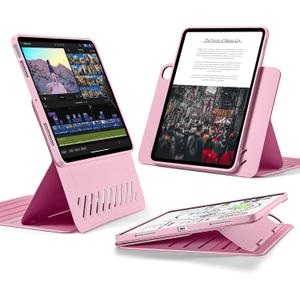 ESR for iPad Air 11 Inch Case (2025) M3/ M2, iPad Air 7th/ 6th/ 5th/ 4th Gen Case (2024/ 2022/ 2020) 10.9 Inch, Removable Magnetic Cover, Adjustable Portrait/ Landscape Stand, 9 Standing Angles, Pink