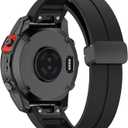 26mm 22mm 20mm QuickFit Watch Band Compatible with Garmin Fenix 8 7 6 5 3 hr 6s 5s 6x 5x Forerunner 935 945 965 Magnetic Silicone Watch Band for Garmin Instinct Approach MARQ Descent Quatix Epix Pro (Black)