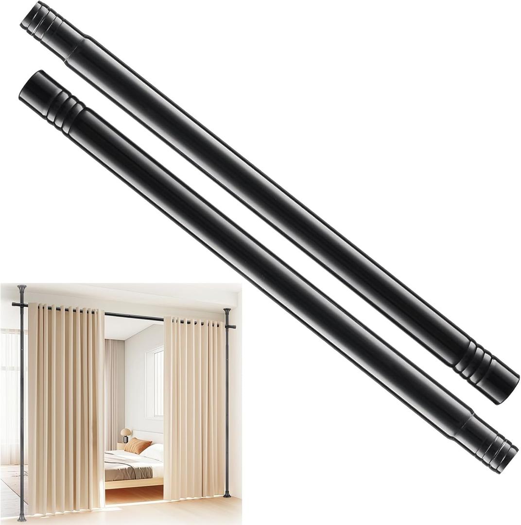 Extension Rods for Room Divider Curtain Rod,1'' Stainless Steel Rod, Floor to Ceiling Room Divider Extender, Black 14 inch