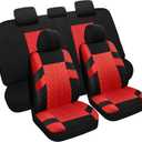 Pariitadin Car Seat Covers Full Set, Washable and Breathable Premium Cloth Automotive Vehicle Seat Cover for Car Interior, Universal Fit for Most Cars, Sedan, Truck, SUV(Black/Red)
