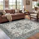 6x9 Area Rugs for Living Room, Machine Washable Non Slip Carpet, Large Vintage Floral Aesthetic Rug, Bedroom Carpets, Taupe, Brown/Beige/Cream