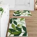 Gibelle Green Bathroom Rug Set 2 Piece, Non-Slip Strong Water Absorbent Plush Microfiber Bath Mat Rug Set, Machine Washable Bathroom Floor Mat Cute Shower Bathmat Indoor Doormat (18"x26"+20"x32")