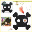 2 x Abizoo Halloween Aquarium Floating Plant Barrier, Fish Tank Feeding Ring Black Skull Shape Betta Fish Feeding Ring for Aquarium Decoration Keeps Tank Clean