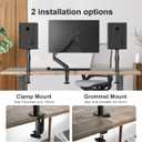 suptek Clamp-on Speaker Stand Desk Mount Set, Height Adjustment, Tilt, Swivel, 9.6 x 8.8 inch Trays, Universal Audio Holders for Computer and Bookshelf Speakers, Elevated Sound, 2 Pack, Black, SDM001B