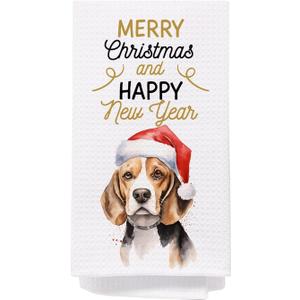 SPBL&L Beagle Christmas Kitchen Towels - Merry Christmas Dog Decorative Hand Towels for Bathroom, 16x24 Inches